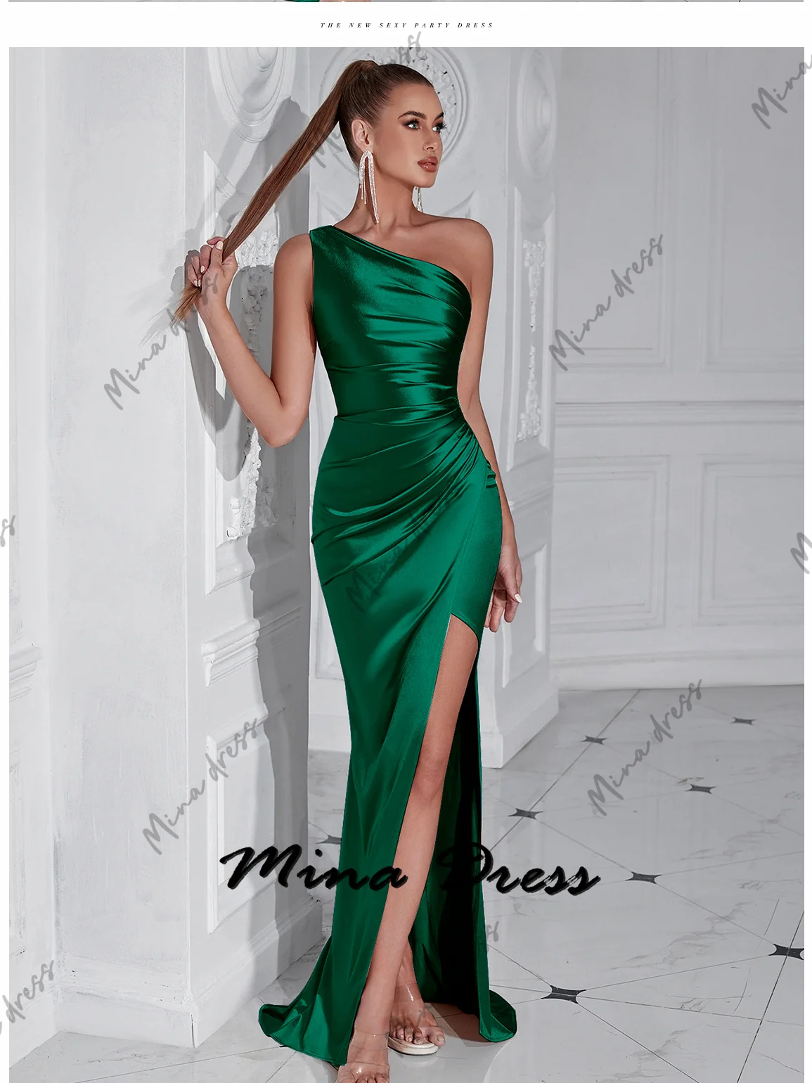 Mina Customized Special Occasion Backless Evening Dress Sleeveless Elegant Party Dress Wedding Dress Es Single Shoulder Ball