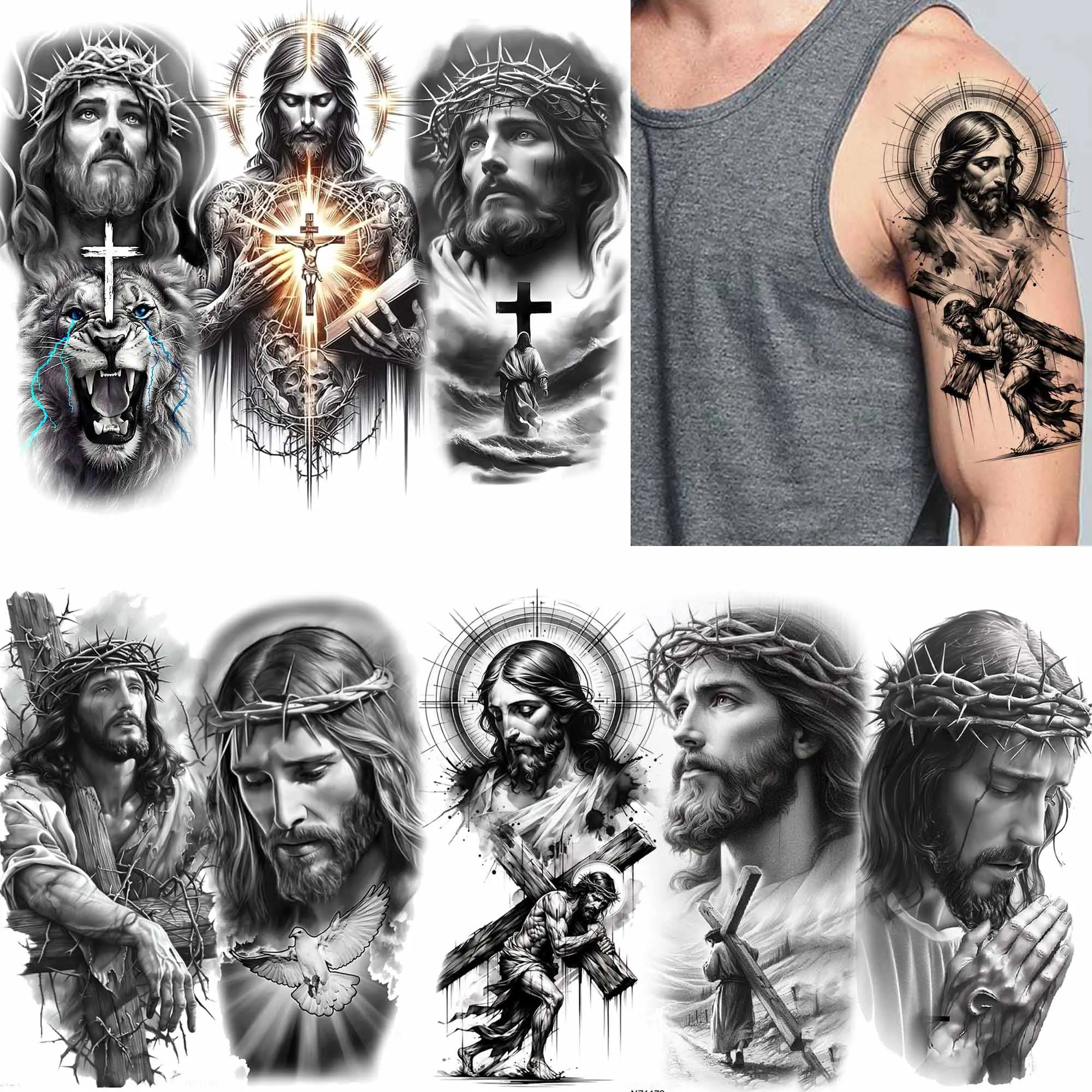 

1 лист, вера, Иисус Христос, христианская религия, крест, временные татуировки для мужчин и взрослых, перенос воды, водонепроницаемая татуировка на рукаве
