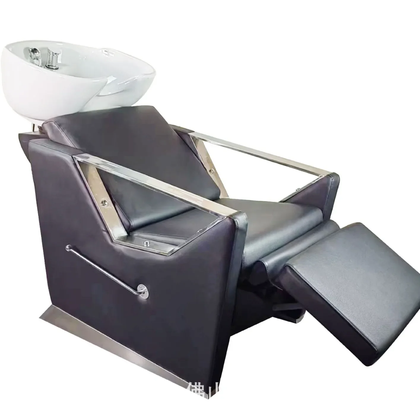 

Fanjie shampoo bed barber shop special semi-reclining Internet celebrity flush bed ceramic basin hair salon shampoo bed manufact