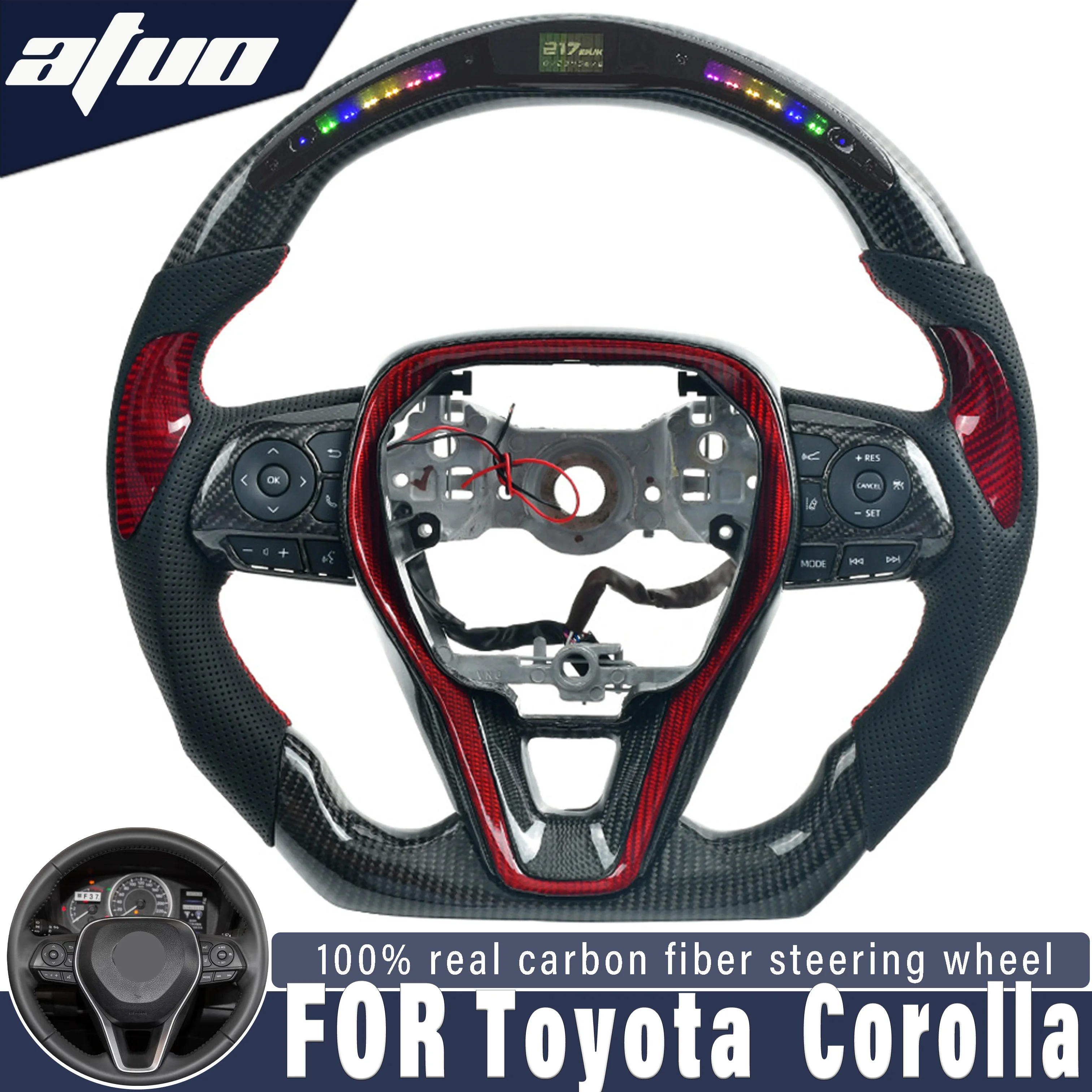 

LED display screen for Toyota Camry Highlander Corolla Rav4 Rav4 Xv70 2015 2016 2018 custom carbon fiber steering wheel