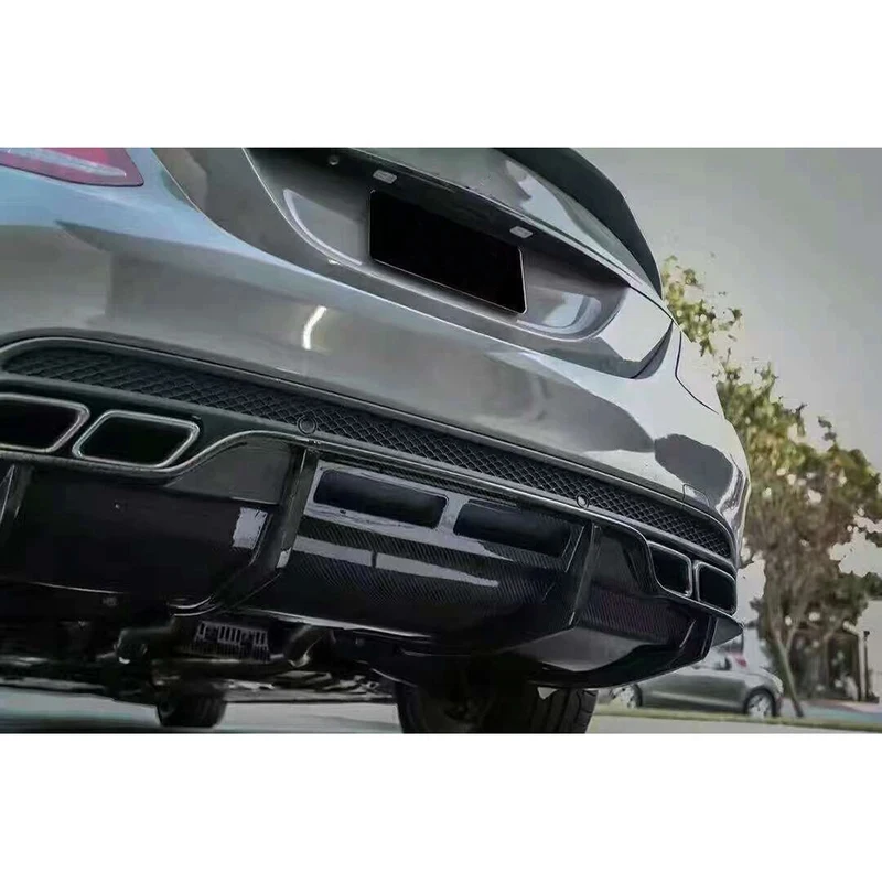 For C Class W205 C205 C63 Coupe 2015-2017 Carbon Fiber Rear Bumper Diffuser 4