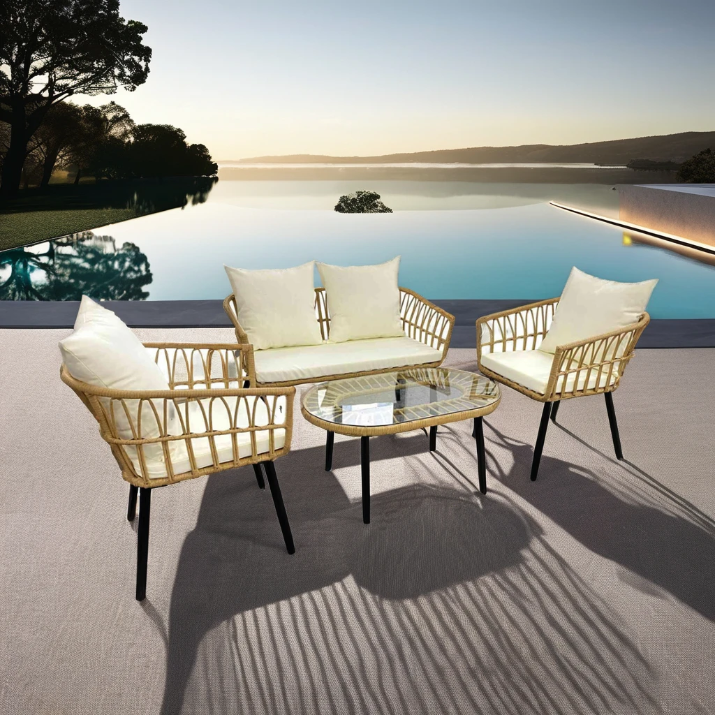 

Modern Leisure Style Outdoor Furniture Waterproof Plastic Rattan Sofa Set