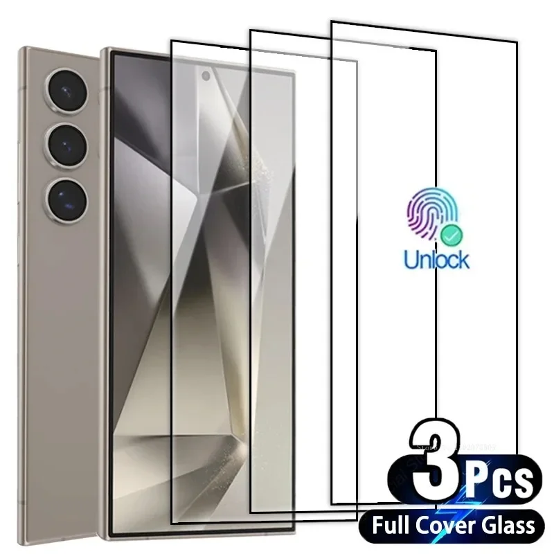 

3Pcs Full Cover Screen Protector For Samsung Galaxy S24 Ultra S23 S22 S21 Plus Tempered Glass For Samsung S24 Plus Glass Film