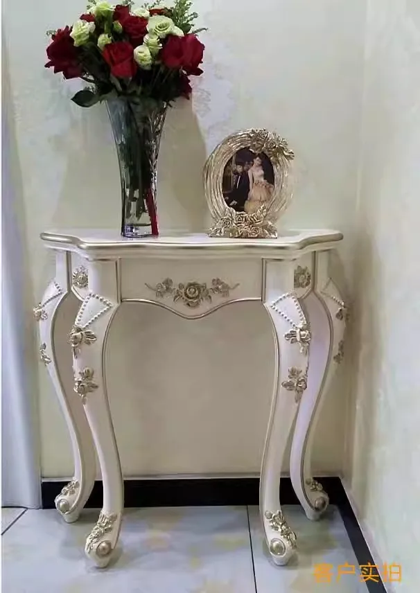 European-style entrance table, foyer, luxury wall side cabinet against the wall, semi-round end view table, partition decoration