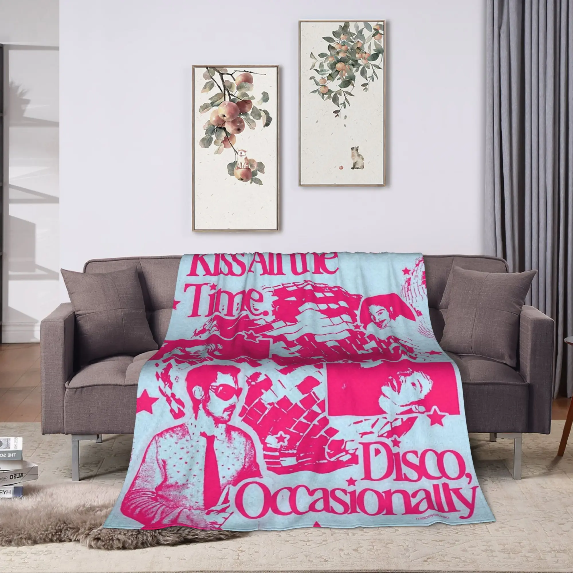 Harrys Styles Kiss All The Time Disco Super Soft Blanket  Trend Plane Travel Throw Blanket Bedroom Flannel Bedspread Sofa Cover