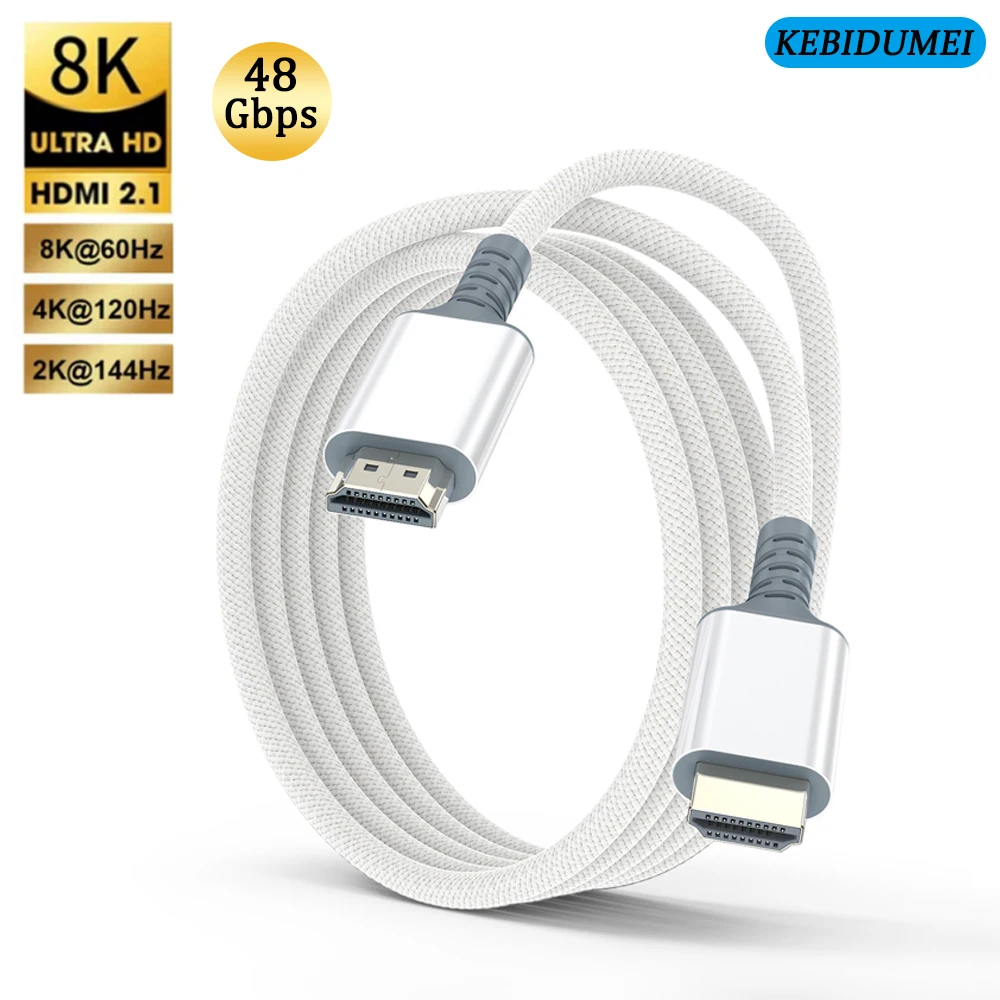 HDMI 2.1 Cable 8K/60Hz 4K/120Hz 48Gbps Ultra High Speed Video Cable Dynamic HDR VRR Transmission Cord For PS5 Projector TV PC
