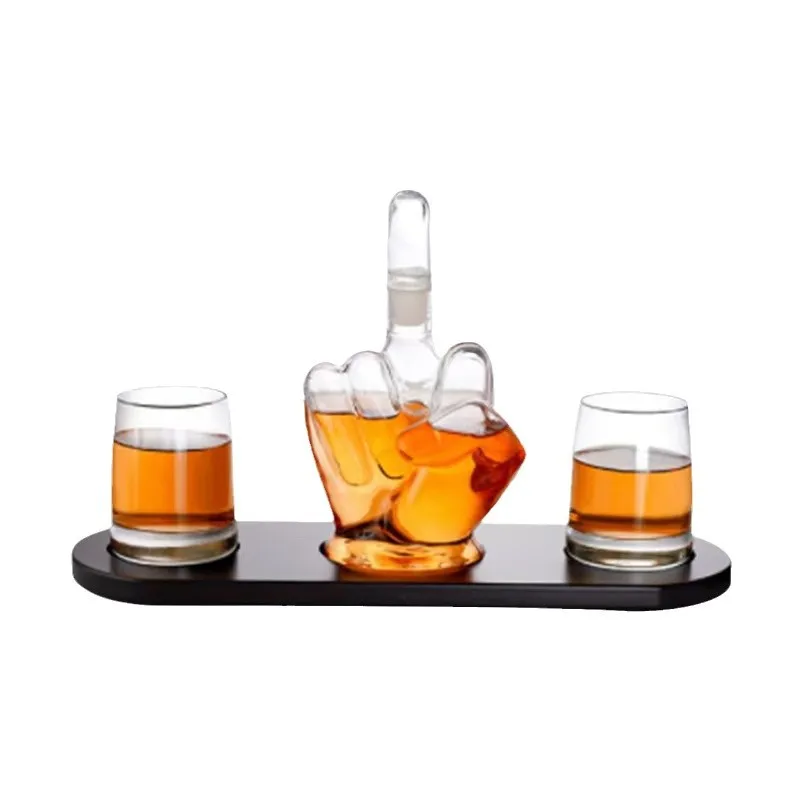 Middle Finger Fist Liquor Bottle Borosilicate Glass Unique Shape Alcohol Flask Vodka Whiskey Decanter Novelty Gift Wine Bottle