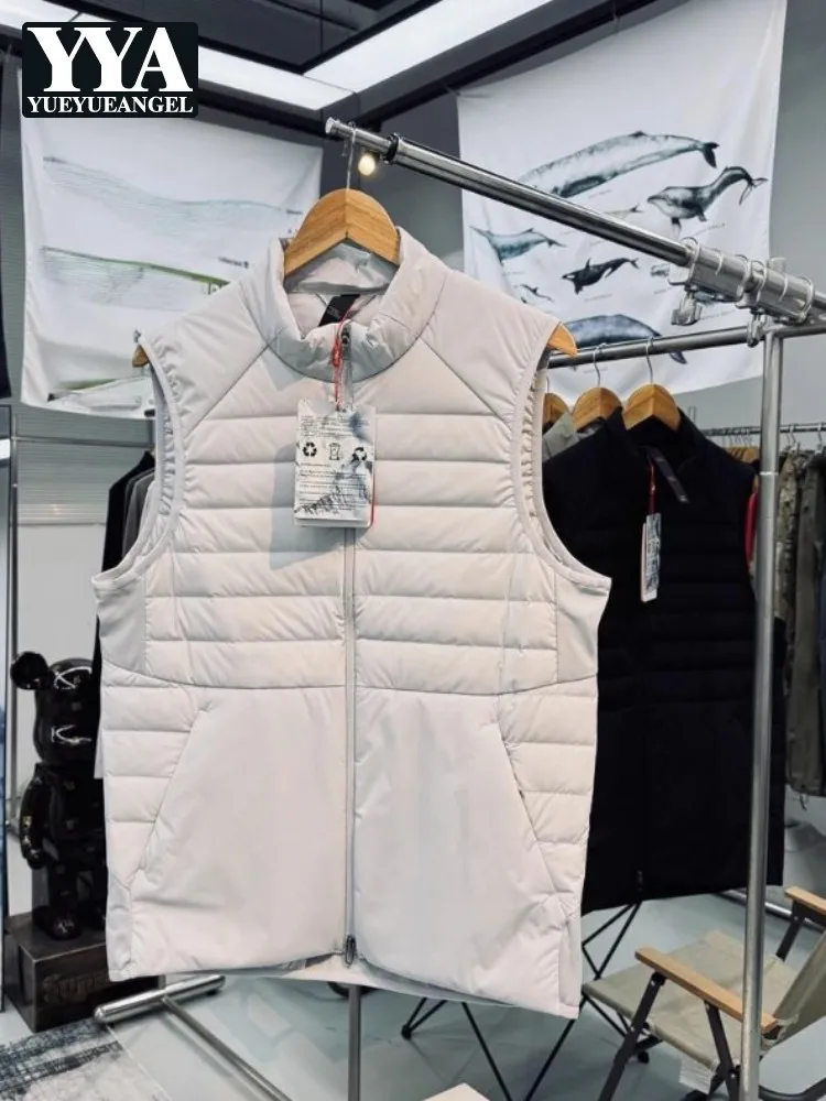 

Men Winter Outdoor Down Vest Waterproof Windproof Sleeveless Puffer Jacket Stand Collar Zipper Unisex Coat Warm Casual Outerwear