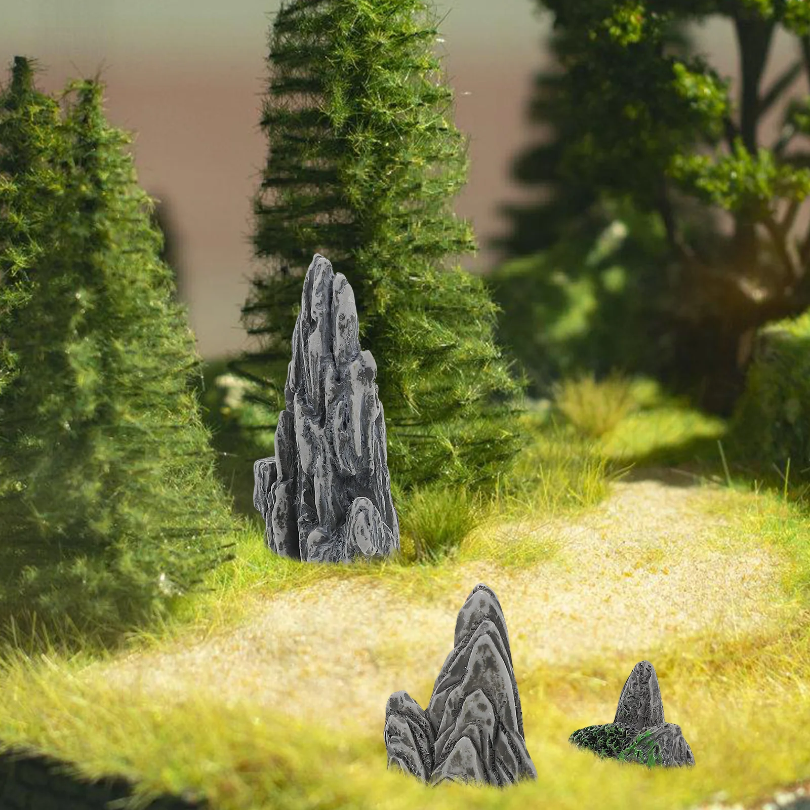 

4pcs Miniature Rockery Statue Fake Rockery Bonsai Pot Micro-landscape Decor Mini Rockerys Model Miniature Landscape Decoration