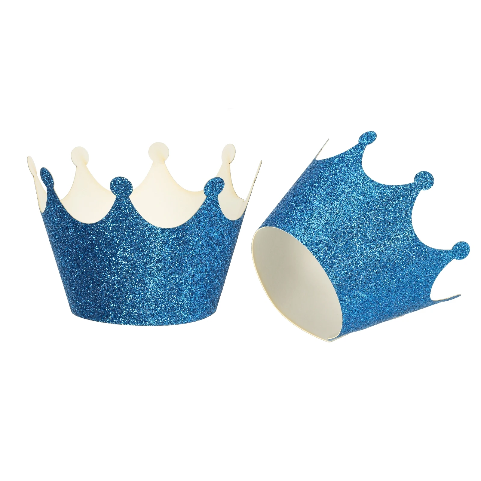 

24 Pack Cupcake Wrappers Paper, Baking Cups Standard Crown Decoration for Anniversary Birthday Weddings and Parties, Blue