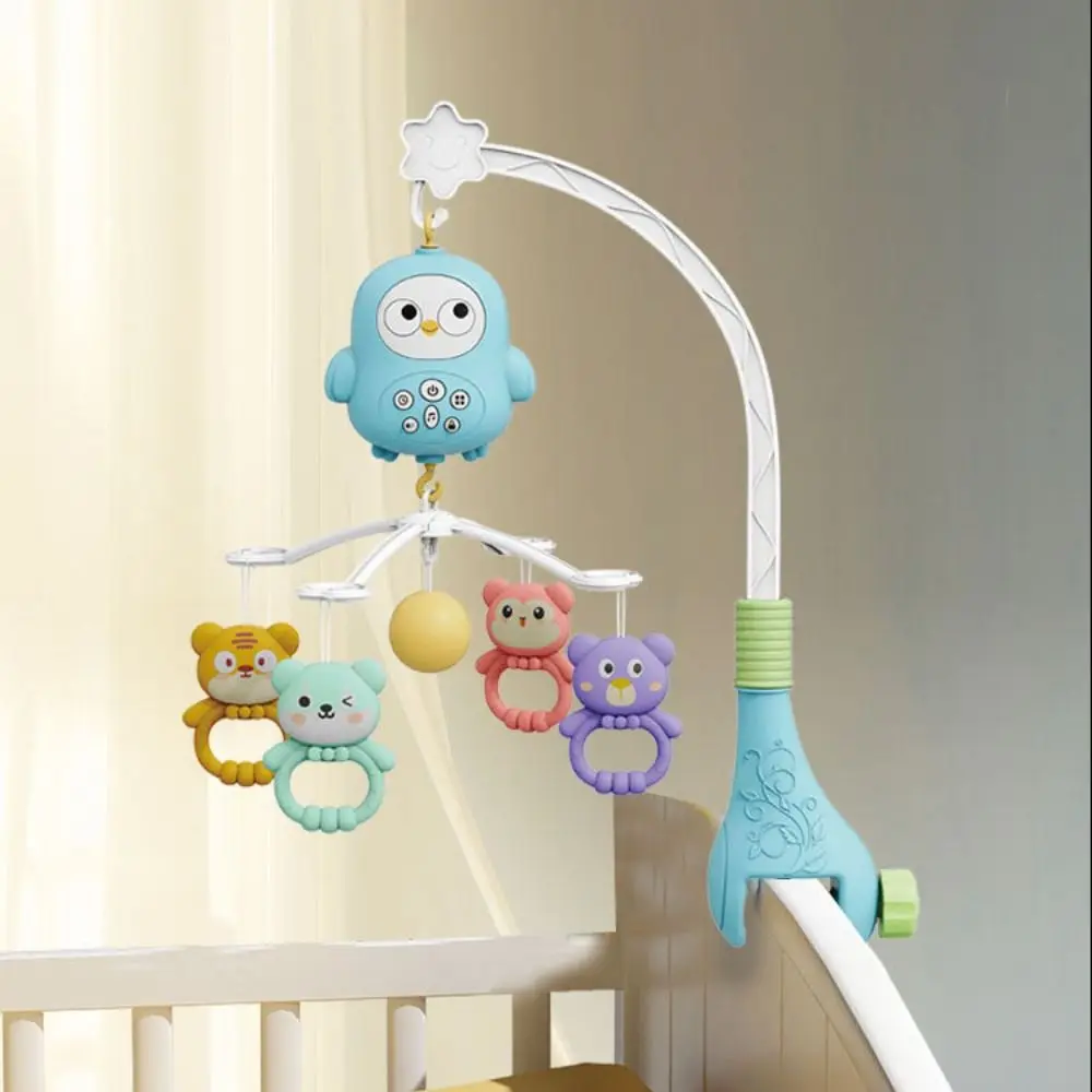 Campana da letto musicale per bambini a forma di gufo, rotazione a 360 gradi, campana da comodino sospesa, giocattolo versatile per campanello da letto in cartone animato per bambini da 0 a 18 mesi