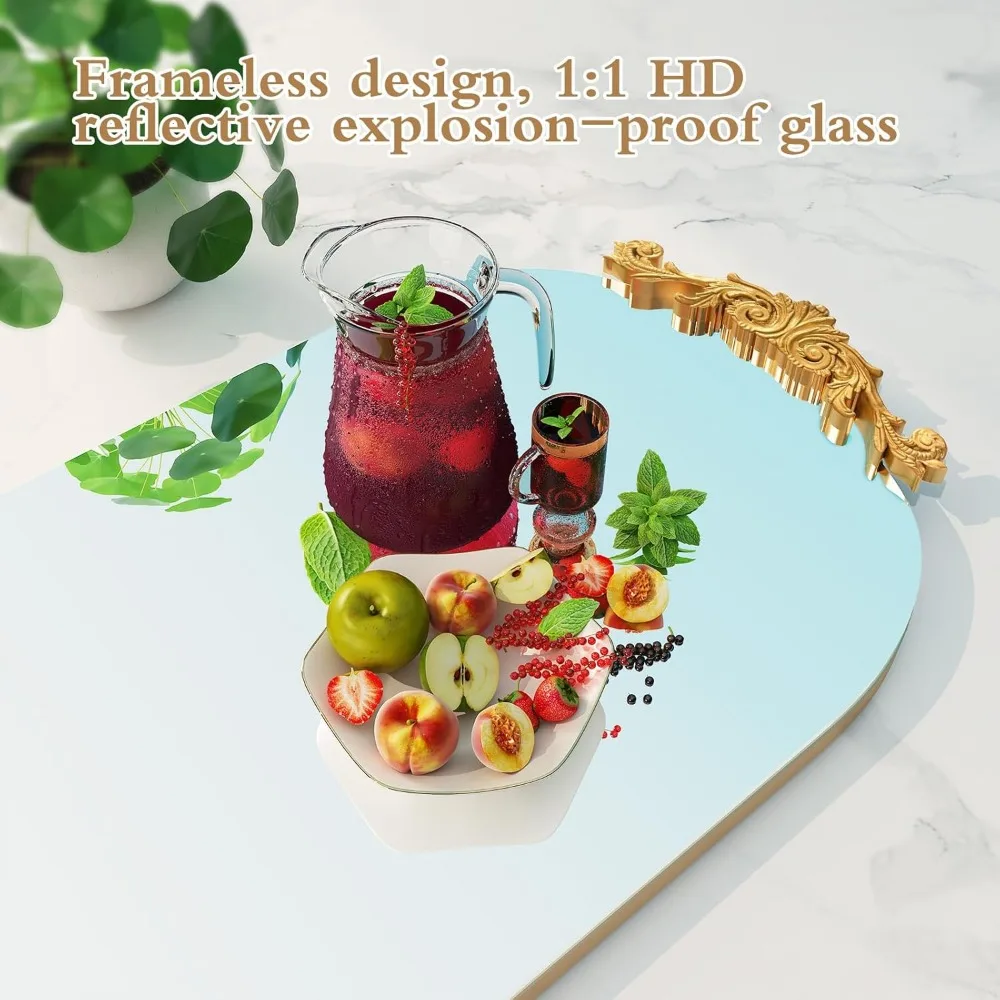 مرآة مقوسة كلاسيكية أنيقة بطول كامل مع حامل، 61.5 ارتفاع × 20 وات، مرآة حائط كبيرة مزخرفة باللون الذهبي الحديث