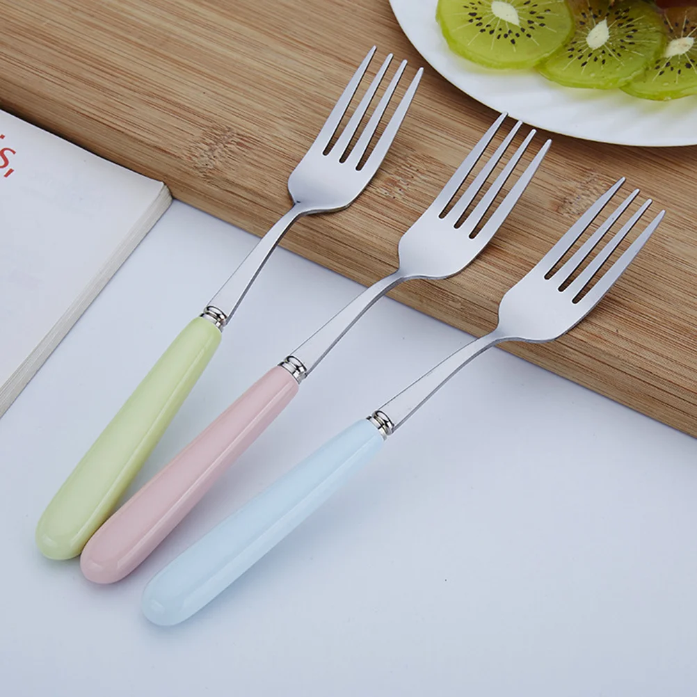 

3 Piece Stainless Steel Cutlery Set with Ceramic Handle Portable Tableware for Travel Home Camping Dinner Service Flatware