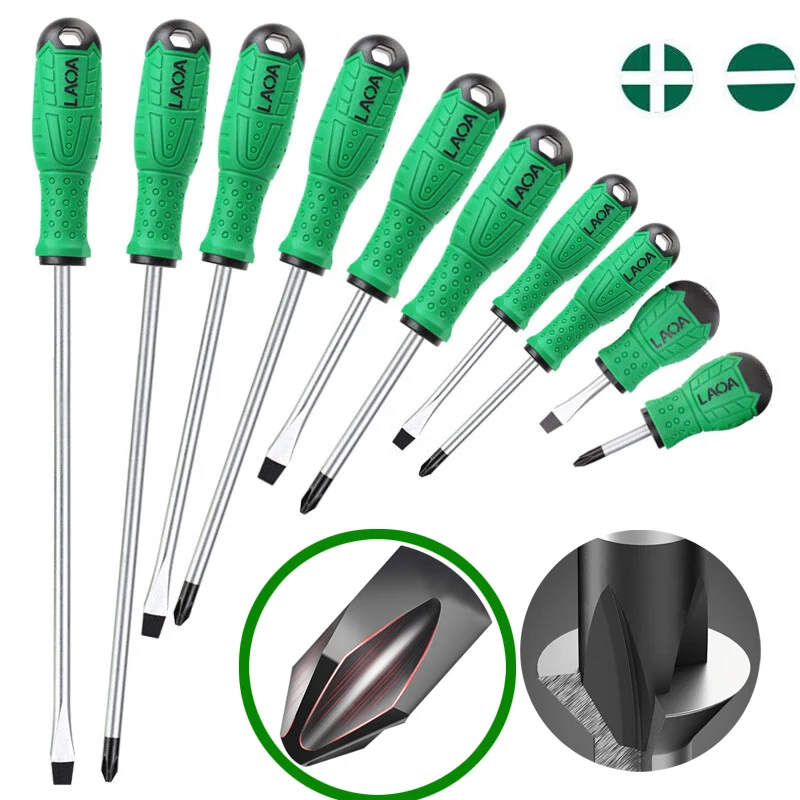 LAOA 2pcs industrial S2 liga de aço chave de fenda phillips com chave de fenda magnética chave de fenda