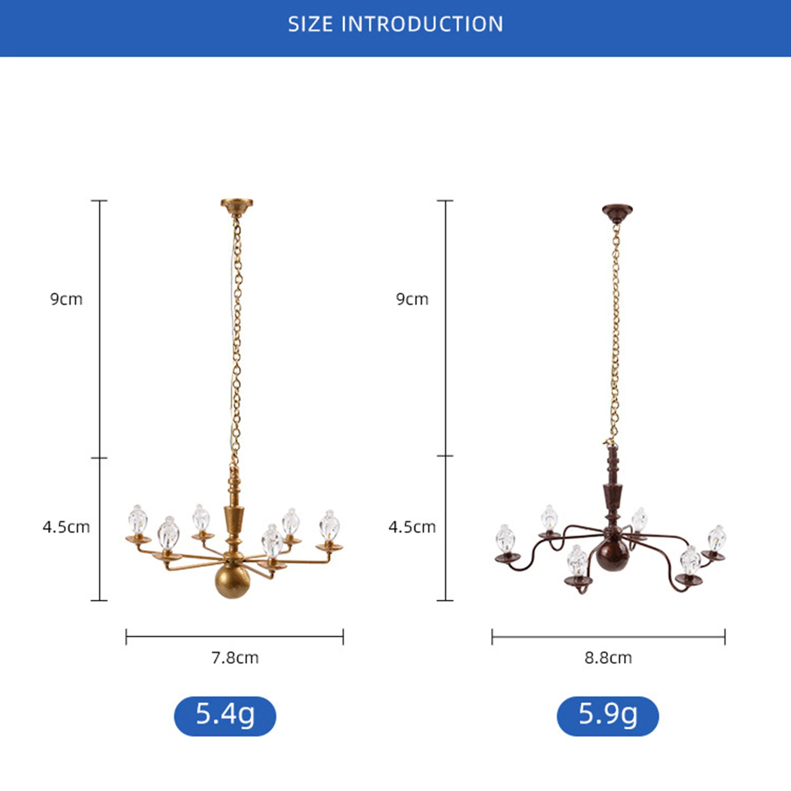 1:87 HO Scale Metal Crystal Hanging Ceiling Lamp Ceiling Lamps White Lights for DIY Architecture Model Materials