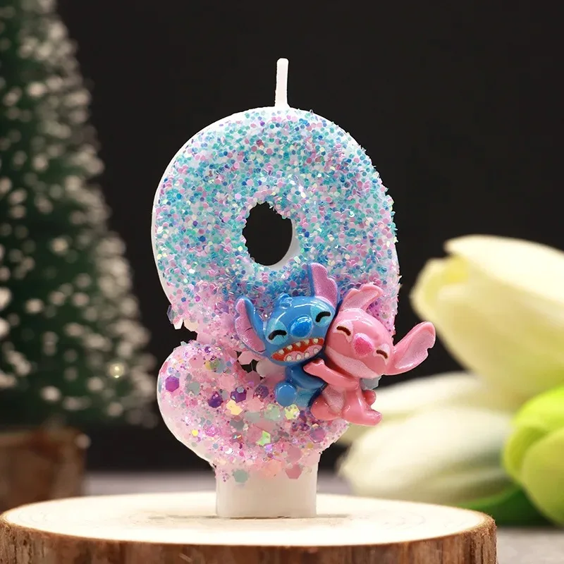 Disney Stitch 0-9 цифровые свечи на день рождения милый детский праздничный торт Plugin украшение для торта на день рождения, годовщину, подарок