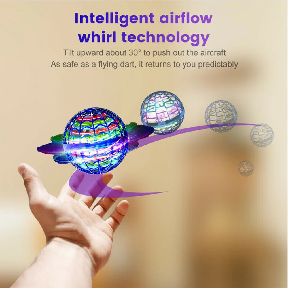 Smart Induction Flying Ball Machine Swirl Flying Ball Levitation Magic Belt LED Light Drone Hover Children\'s Toys Family Gift