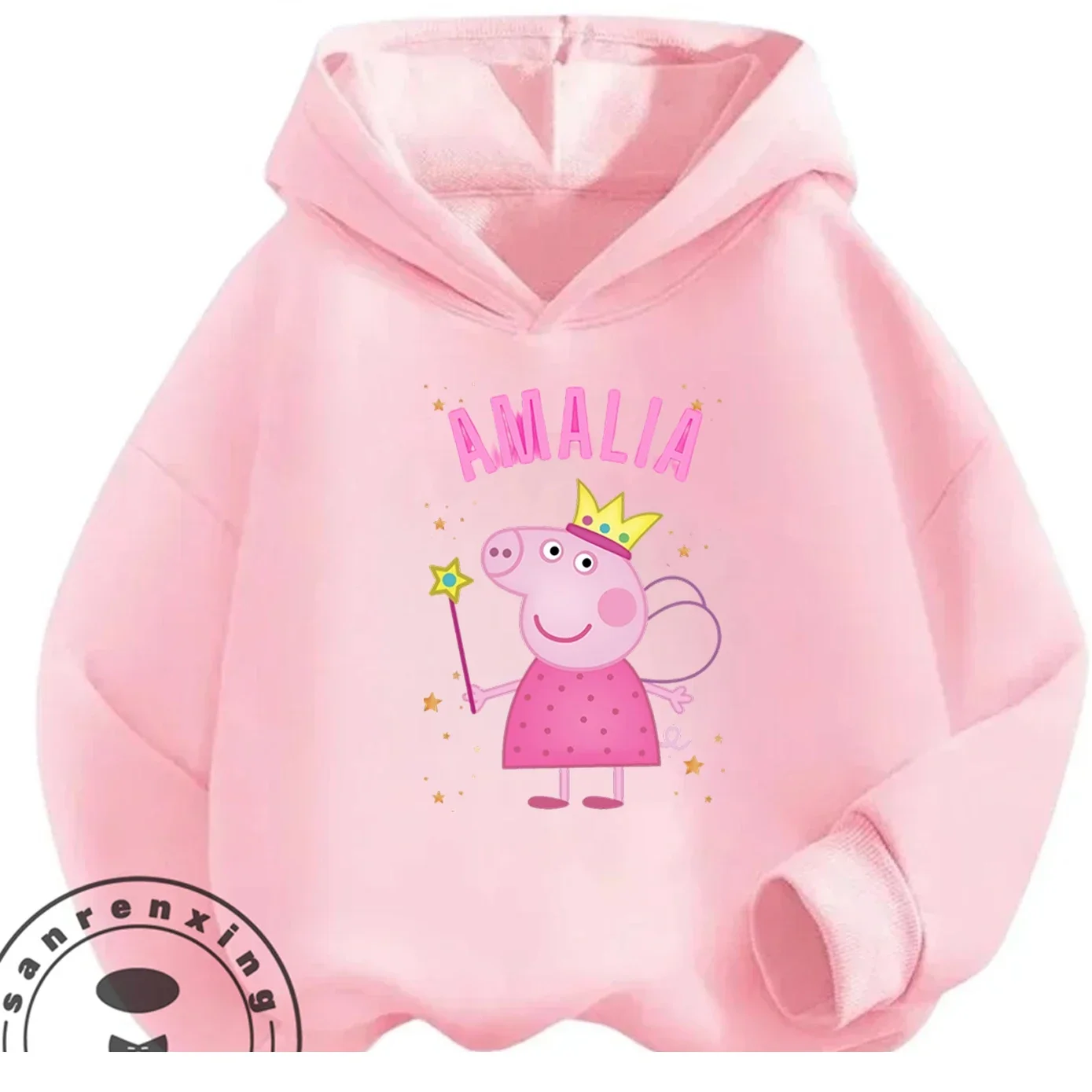 Casual Street Wear Hoodie Cute Cartoon Print Winter Trendy Kids Hooded Top Peppa Pig Boys Girls 3 14