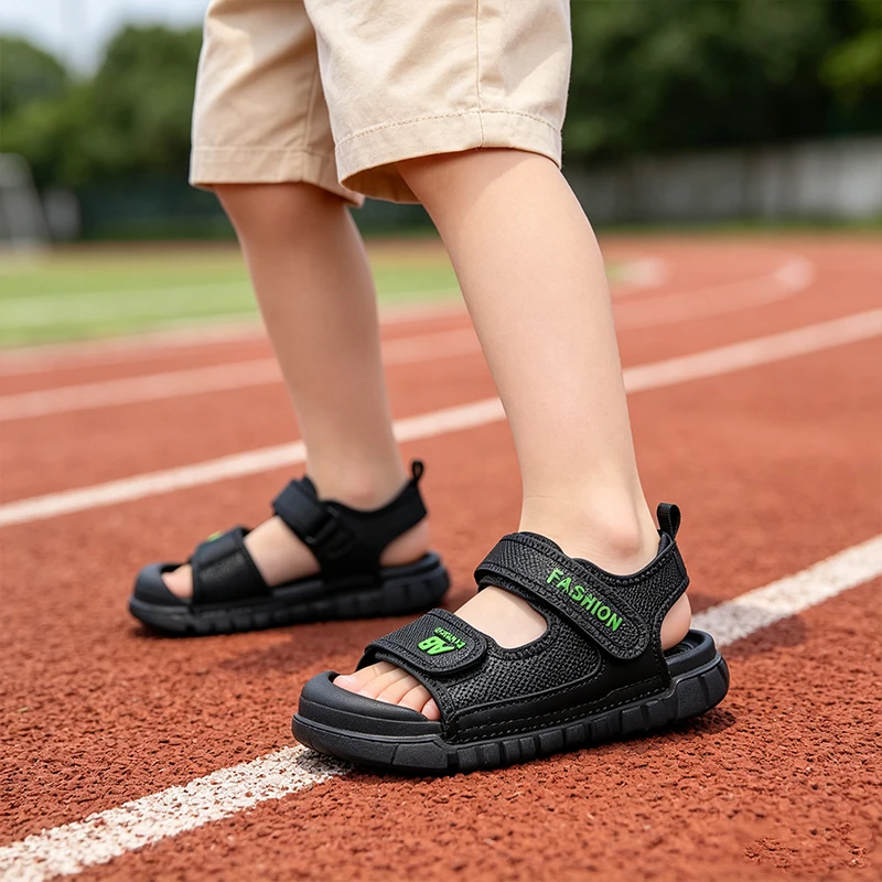 Fashion AB Letter Children Sandals Closed Toe Anti-collision Kids Sports Sandals Soft PVC Non Slip Sole Toddler Beach Sandals