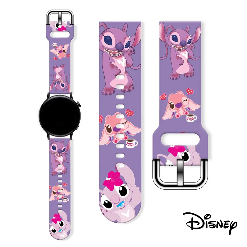 Disney Cartoon Stitch Angel Printed Silicone Strap For Xiaomi color 2 OPPO Jiaming Huami Samsung Huawei GT Watch Band 20MM 22MM