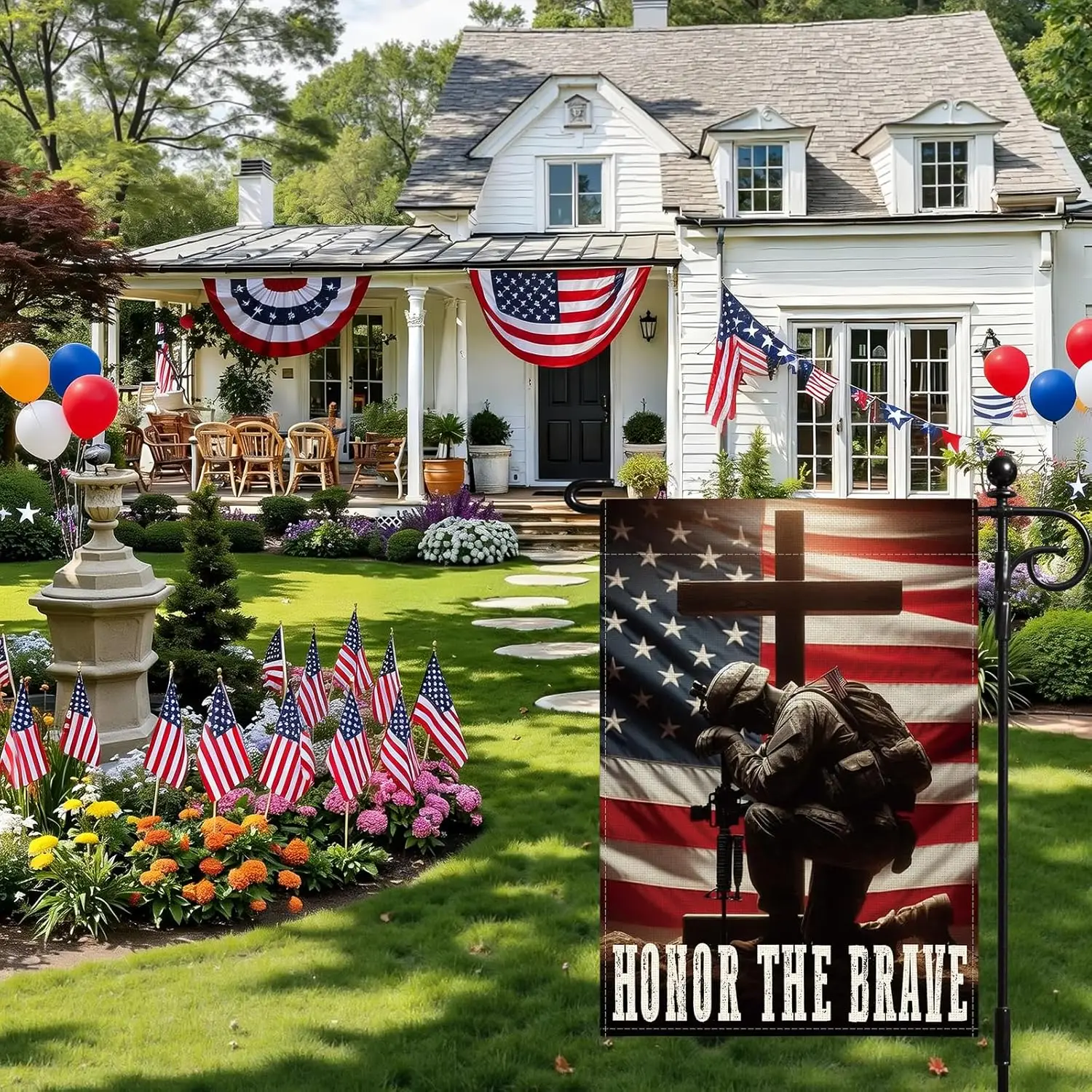 Artscope Memorial Day Patriotic Garden Flag 12x18 Inch Double Sided for Outside, Honor the Brave 4th of July American Soldie AAS