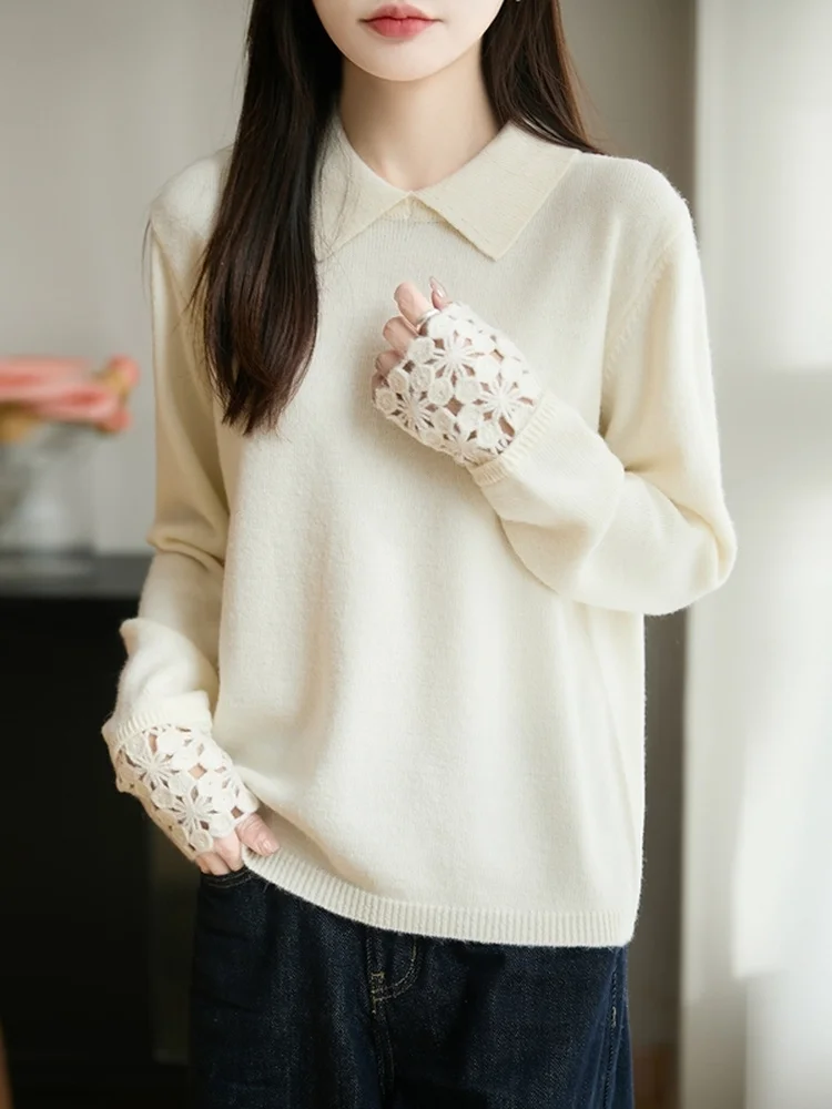 Ele Collar irt المرأة البيضاء المطرزة الجوف خارج تصميم عارضة فضفاضة تناسب طويلة Sve الملابس الداخلية قاعدة irt #1