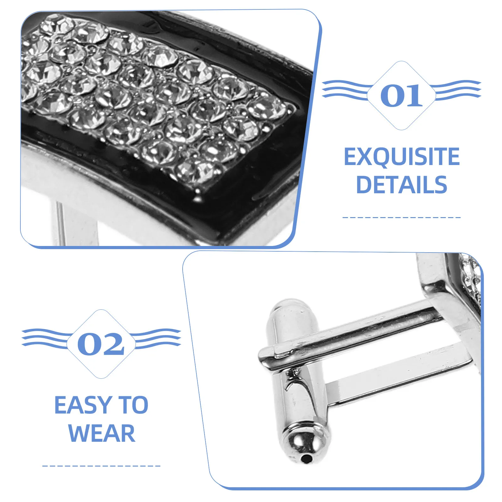 1Pair Fashion French Design Drip Oil Rhinestones Cufflinks Business Wedding Tuxedo Groom Shirt Accessories for Men