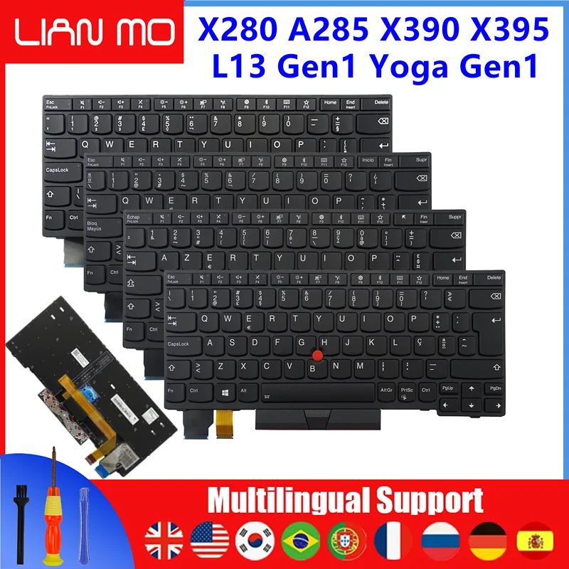 

Клавиатура Lenovo ThinkPad X280 A285keyboard X390 X395 X13 L13, Оригинальная клавиатура для ноутбука 01YP160 01YP040