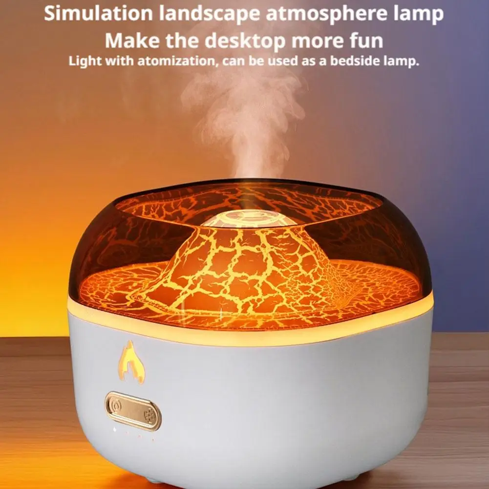 Volcano Simulation Atmosphere Lamp Humidifier, Desktop Bedside Atomization Lamp Lava Light Effect Home Decor No Essential Oil