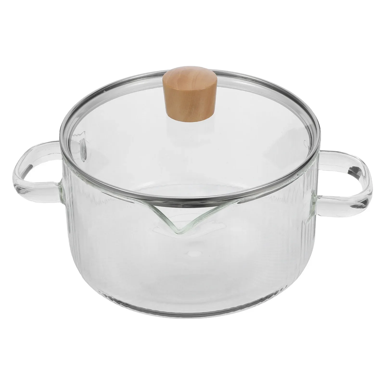 Heat Resistant Borosilicate Glass Double Handle Pot Clear Cooking Soup Pan for Stove Small Simmer Pot Porridge Noodle Stew