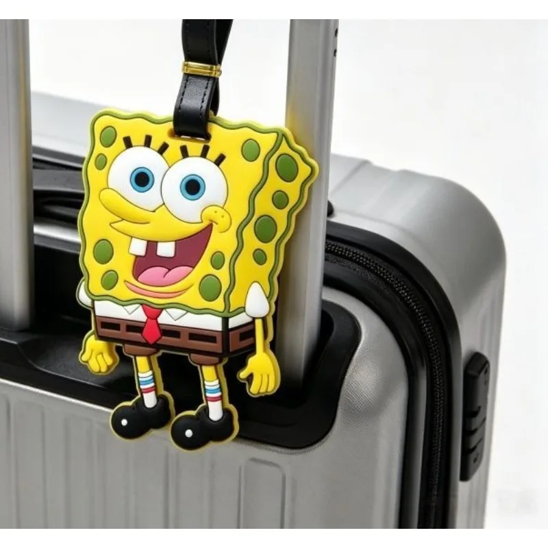 Cute Anime SpongeBob & Patrick Star PVC Luggage Tag for Suitcase Travel with Anti-lost Durable Label Collectible Figures Toys view 5