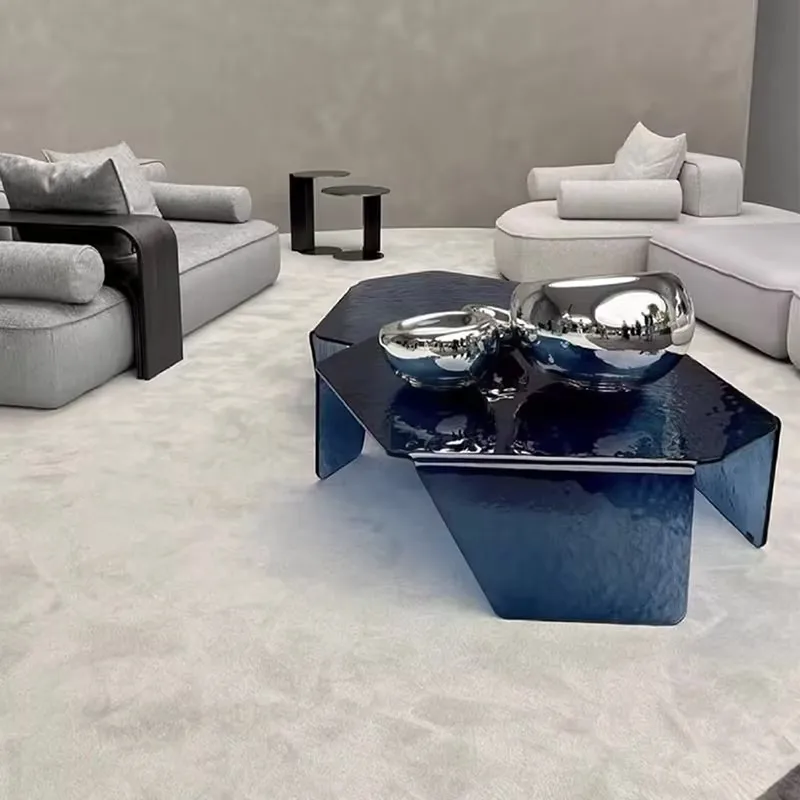 coffee table transparent water ripple metal villa living room hotel apartment coffee table