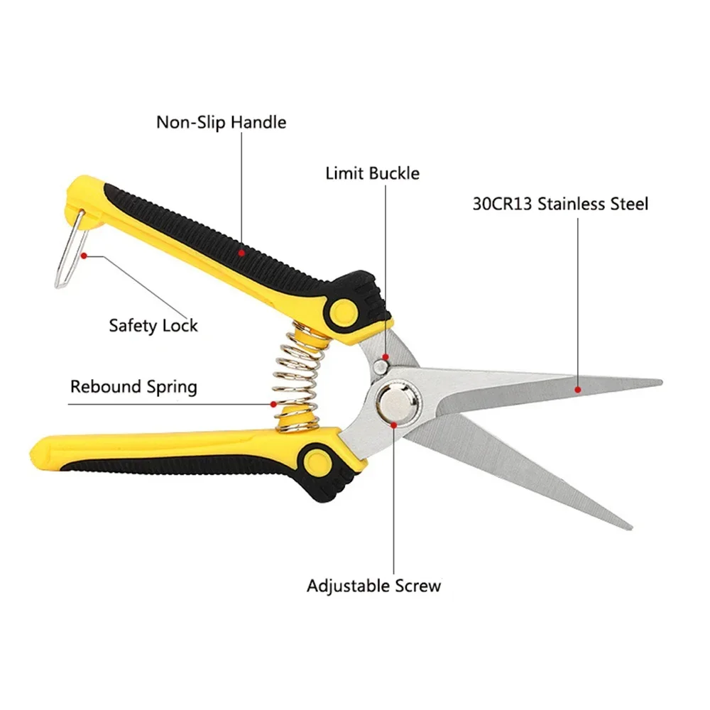 Pruner Gardening Hand Pruning Shear Straight Stainless Steel Blades Ultra Sharp Garden Scissors For Flowers Harvesting Fruits