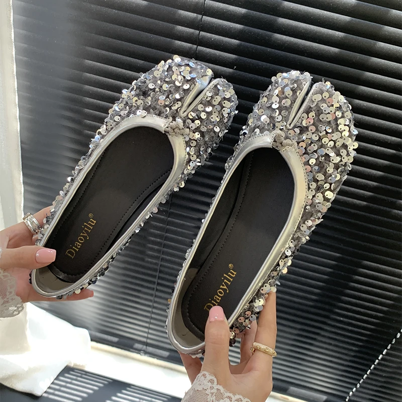 ZOOKERLIN Luxury Crystal Sequin Wedding Shoes For Women 2024 Spring Brand Designer Flat Slides Women’s Pumps Stiletto Party Shoe