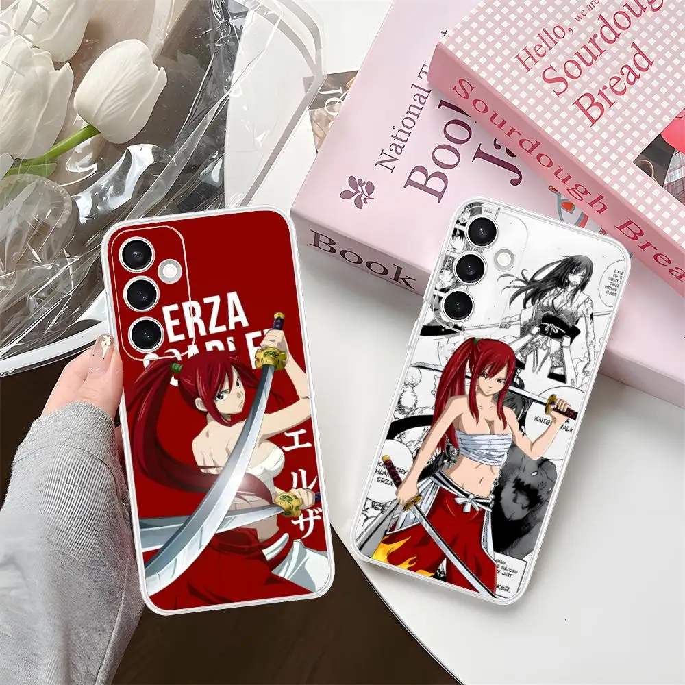 

Чехол для мобильного телефона Fairy Tail Erza для Samsung Galaxy S25 S24 S23 S22 S21Plus FE, ультрапрозрачный цветной защитный чехол для мобильных телефонов, роскошный