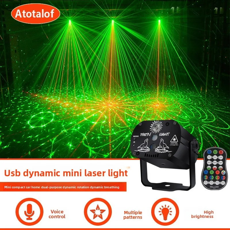 usbミニレーザーライト、リモコン付きロマンチック回転ledフラッシュランプ、ホームエンターテイメントステージ雰囲気ライト