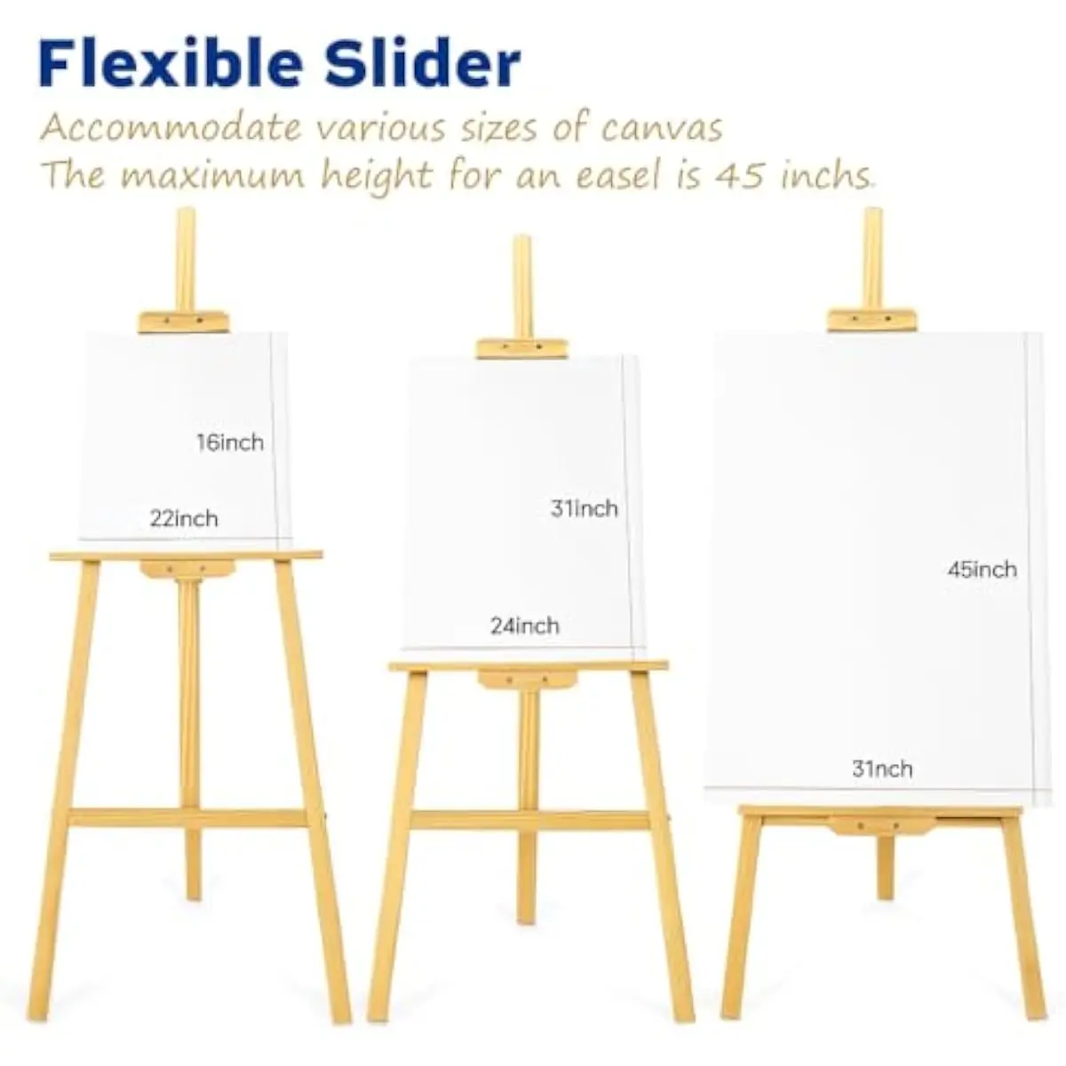 Pine Wood Adjustable Easel Stand 54 Inch Tall with Dual Knob Tilt Control for Canvas Up to 45 Inches Ideal for Painting Drawing