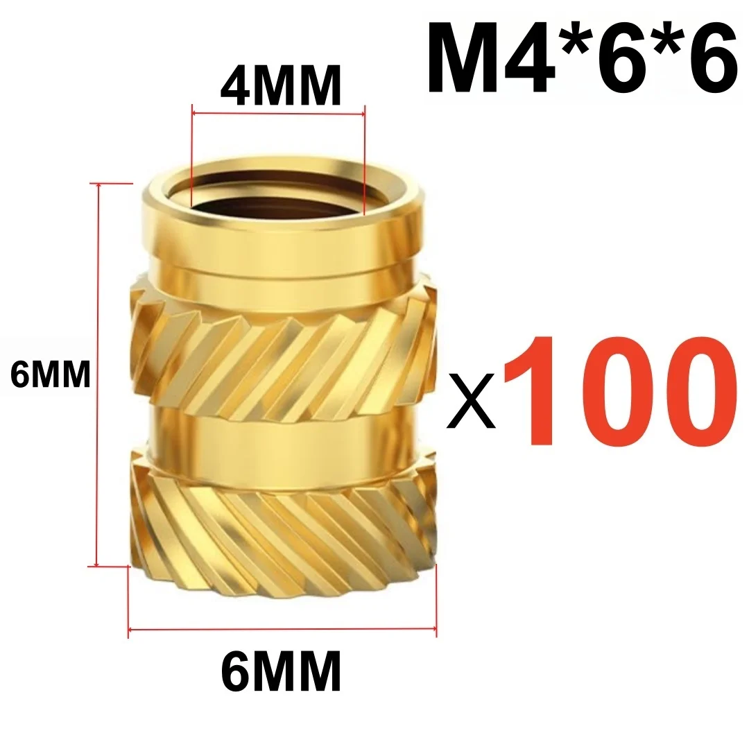 50/100 Stuks Warmte Insert Inbedding Moer M3 M4 M5 Schroefdraad Gekartelde Messing Moeren Voor 3D Printer Voron 2.4 En anderen