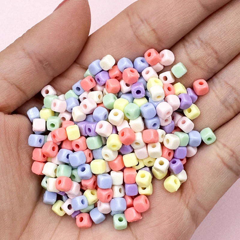 200Pcs 4mm Acrylic Square Loose Beads Handmade Beading Jewelry Accessories for  DIY Bracelet Necklace