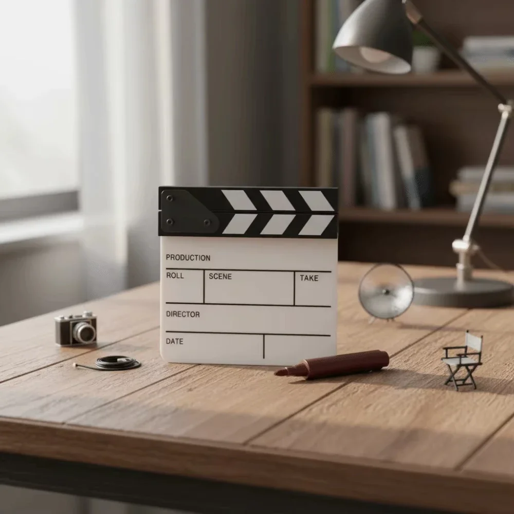 15x16.5cm Acrylic Creative Fun Waterproof Movie Clapper Board Dry Erase Film Clapboard Director Scene Clapperboard Shoot Props
