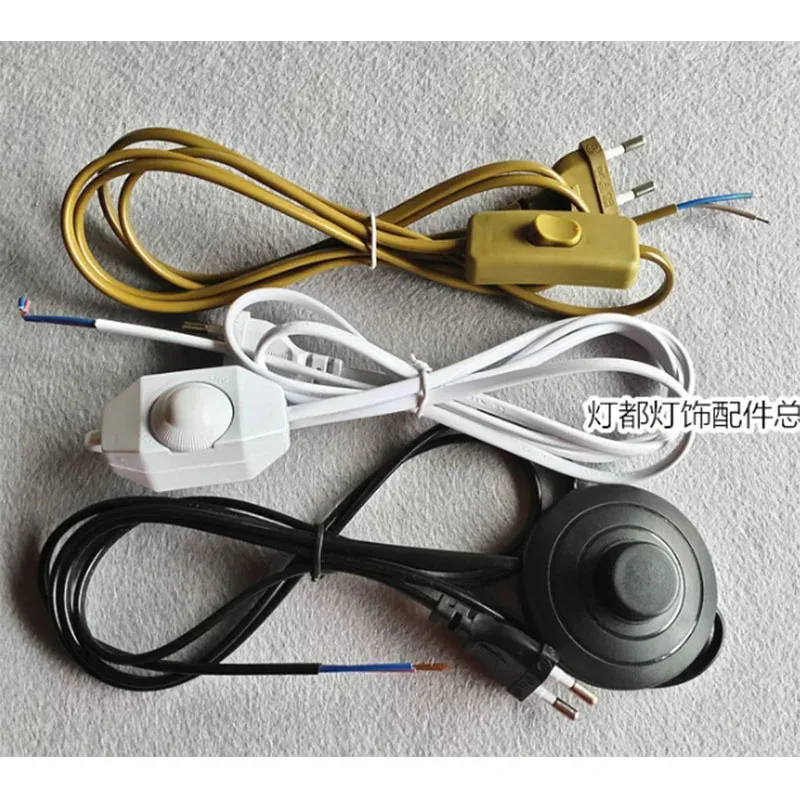 10pcs/lot EU Plug European Standard Foot Switch Wire 1.8m, Floor Lamp Power Cord 110V 220V