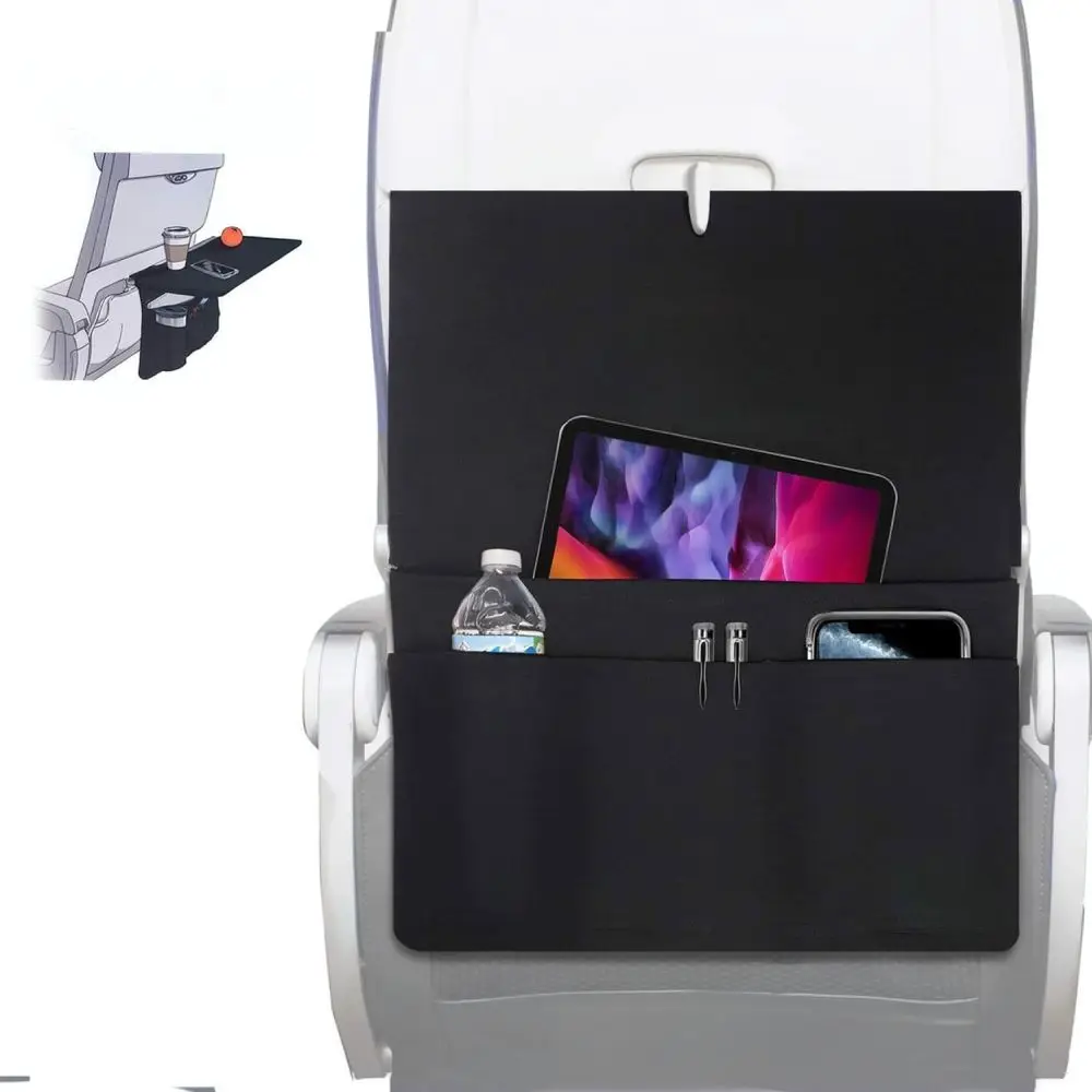 旅行用シートバックオーガナイザー。耐久性に優れたポリエステル製で、飛行機、電車、バスでの使用に最適。携帯電話やイヤホンを収納できる吊り下げ式収納バッグ。