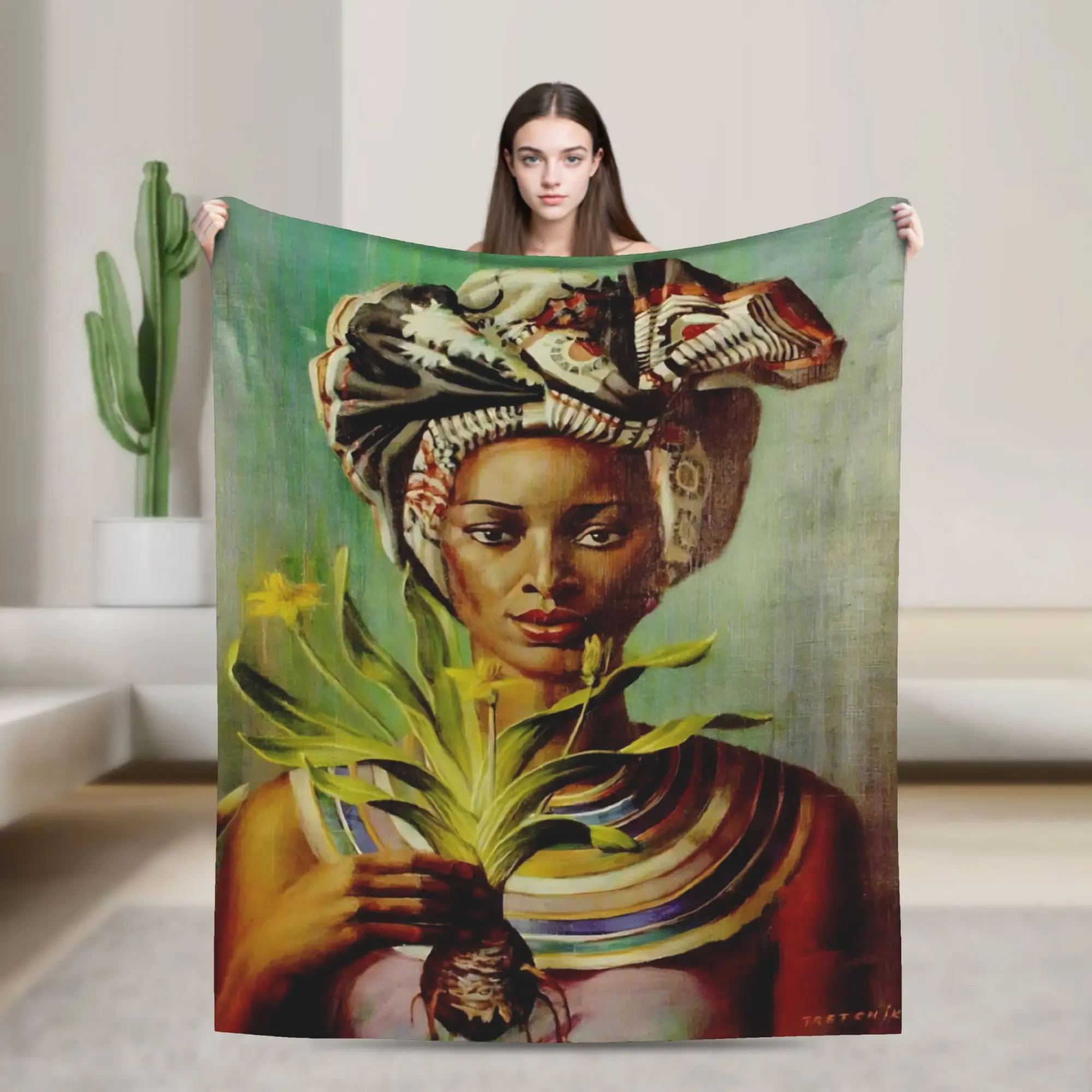 Comfort Miss Wong Vladimir Tretchikoff  Blanket Stuff Sofa Decorative  Throw Blankets Super Soft Flannel for Couch
