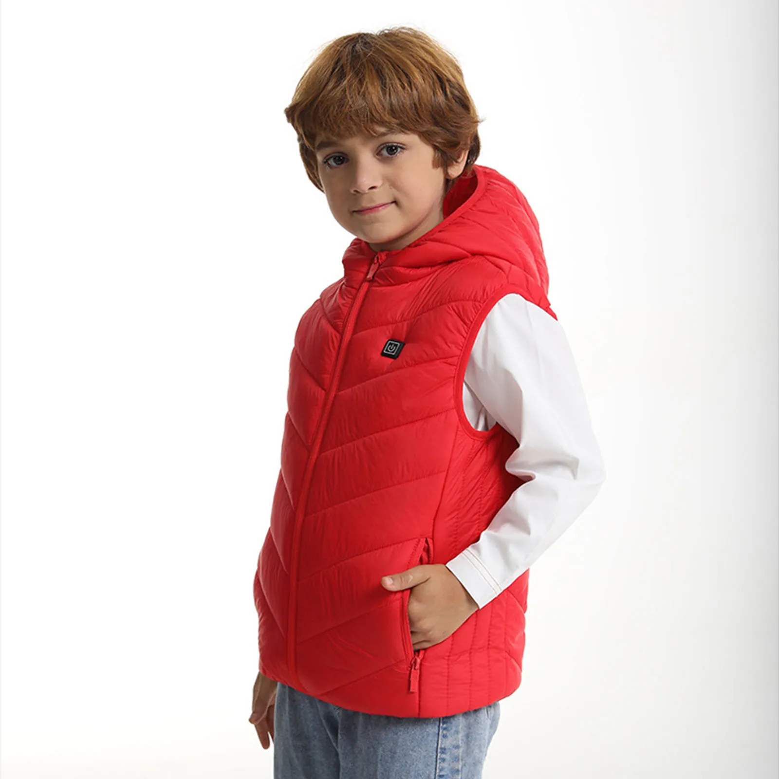 Gilet Chauffant Enfant 4-14 Ans - Col Roulé, Polaire Thermique - Veste Hiver Garçon Fille - Coupe Casual