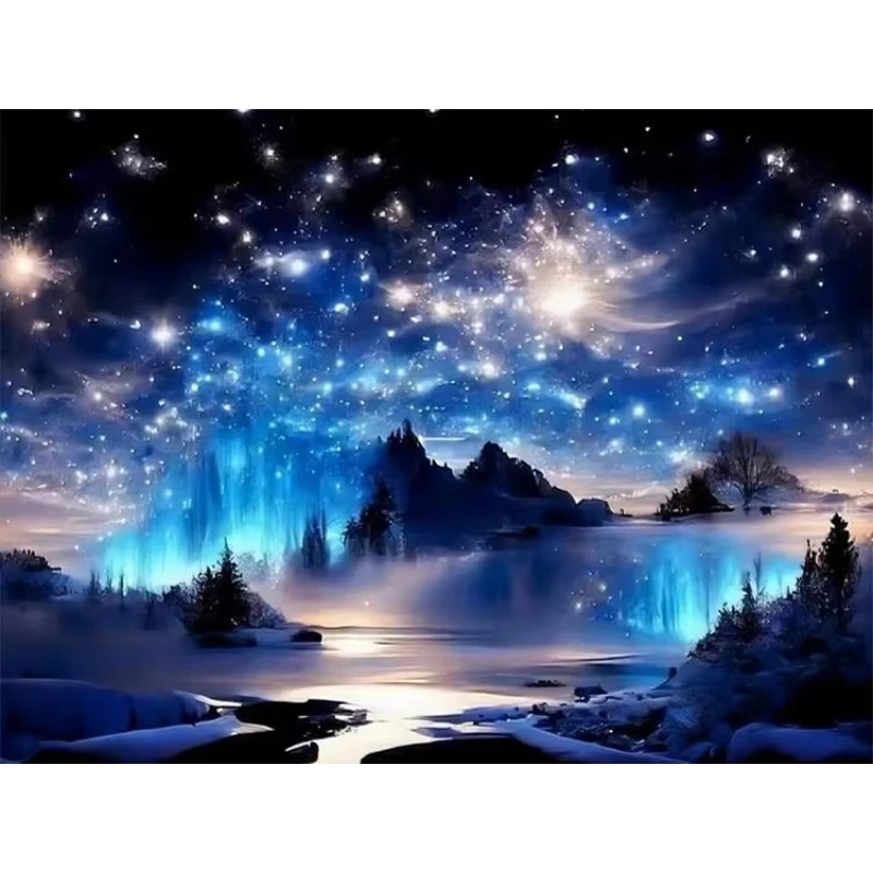 

500/1000/1200/2000PCS Jigsaw Puzzle Lake Mountain Starry Sky Landscape Art For Adults Great Weekend Relaxation And Family Fun