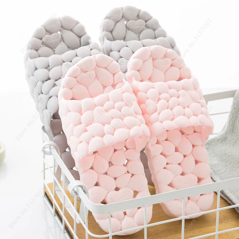 New Indoor Slippers Women Men Soft PVC Breathable Summer Shoes Home Bathroom Anti-slip Slide Lovers House Floor Slipper