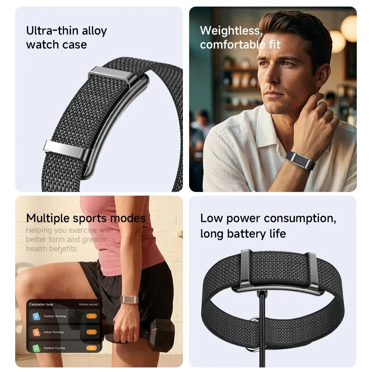 2026 New Screenless Sports Smart Watch: 5.0mm Ultra-thin Health Monitoring Sleep Monitoring Multiple Sports Mode Smartwatch