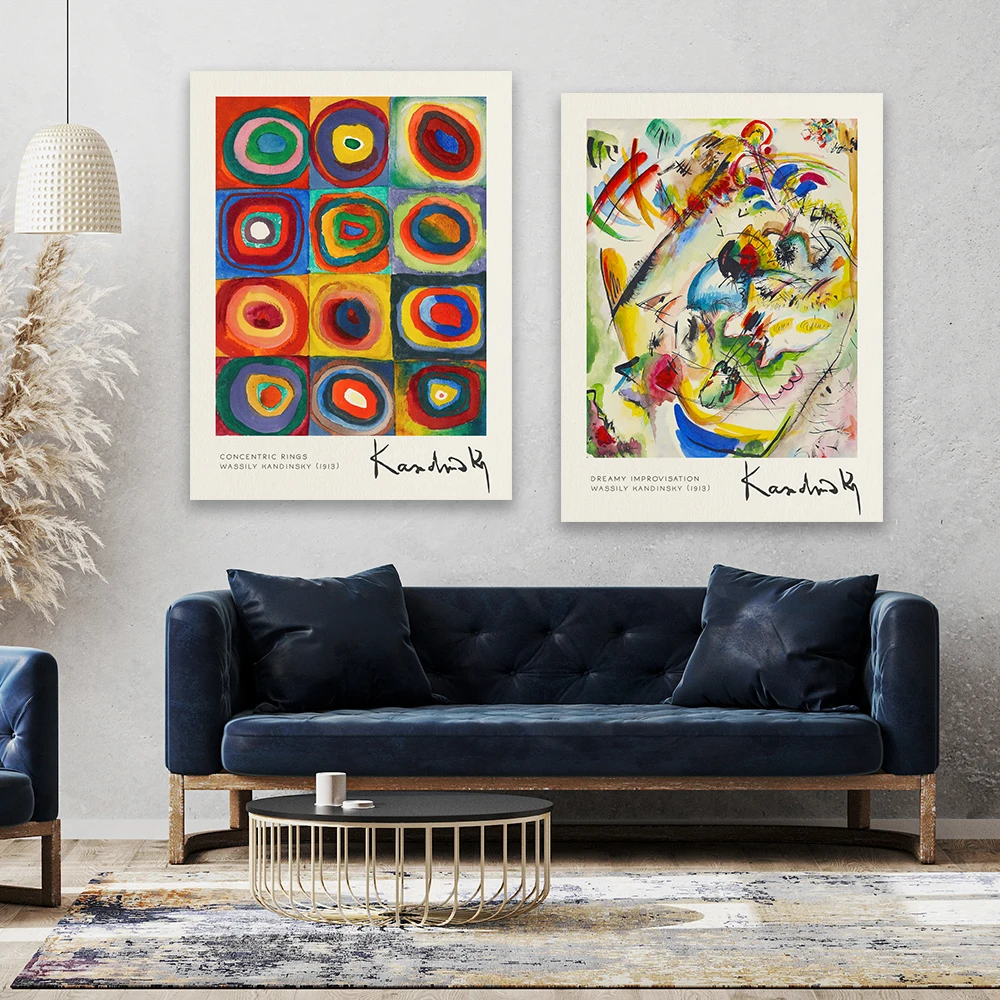 Abstract Squares With Concentric Circles Art Print Modern Nordic Canvas Painting Fashion Colorful Poster Home Living Room Decor