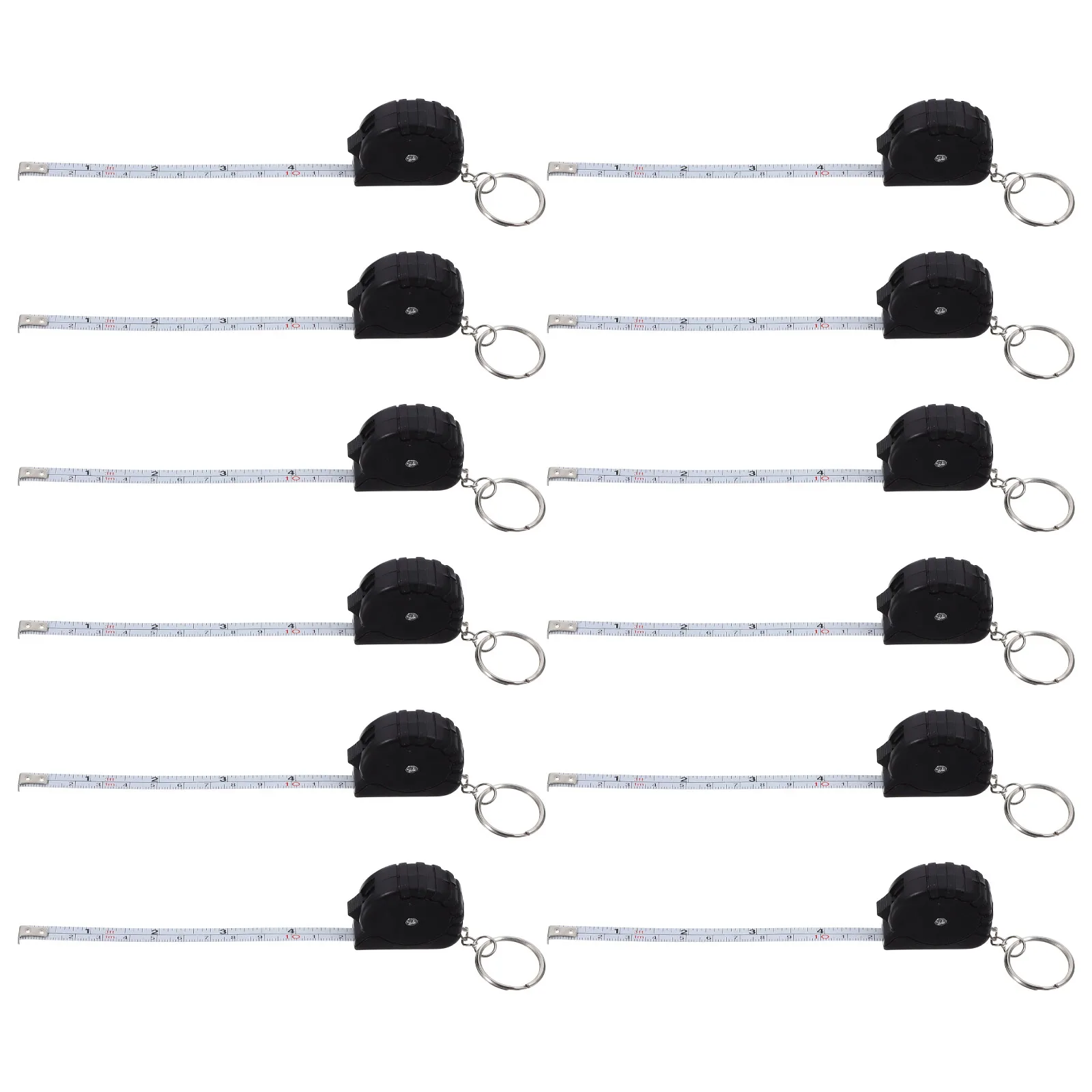 

12 Pcs Steel Tape Measure Mini Small Keychain Metric Pocket Waterproof Retractable ABS Compact Bright Versatile Tool