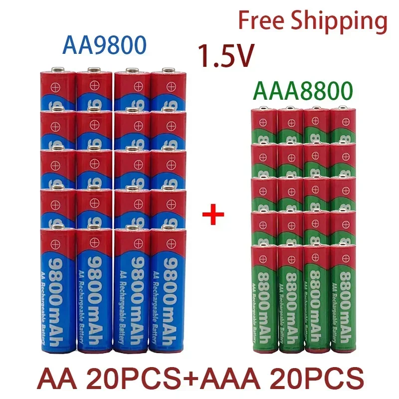 

1.5V Rechargeable Battery, AA9800 MAH +AAA8800 MAH, Suitable for Remote Control, Toys, Clocks, Radios and Other +Free Shipping